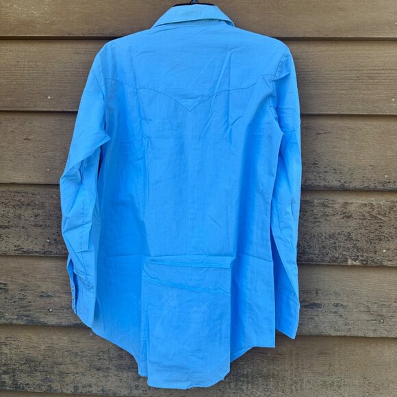 Vintage Miller Miller Miller Western Pearl Snap Button Down Blue Shirt Size 15.5 - Picture 4 of 11